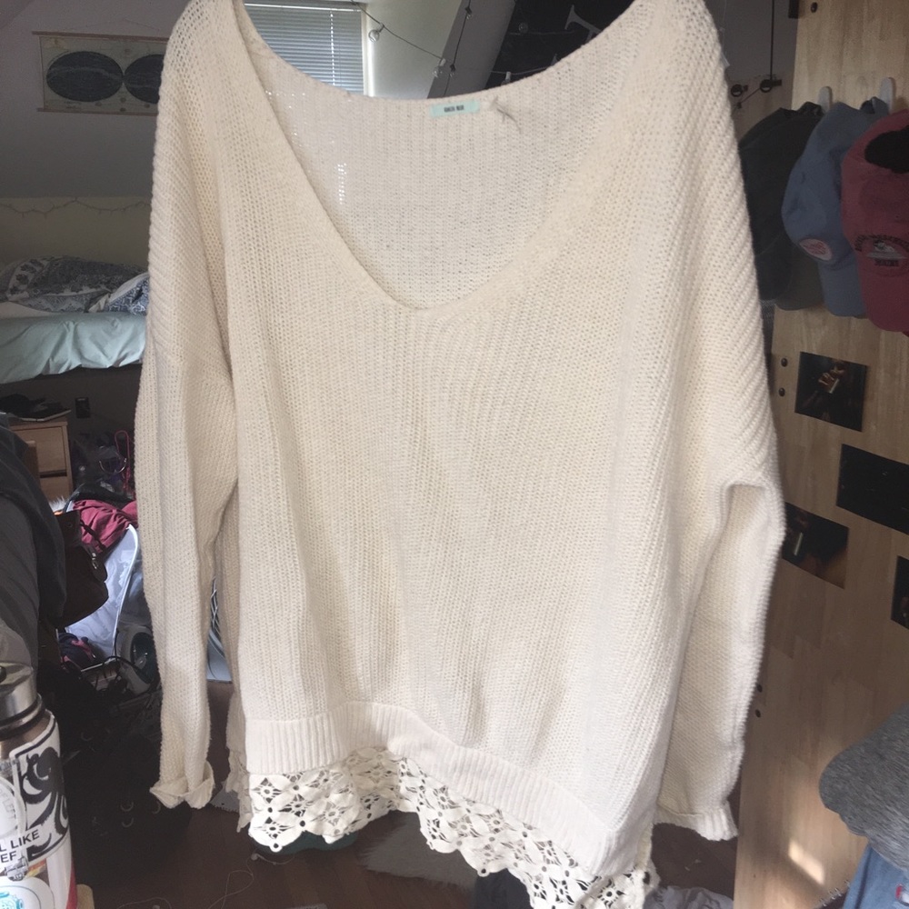 thin cream lace sweater